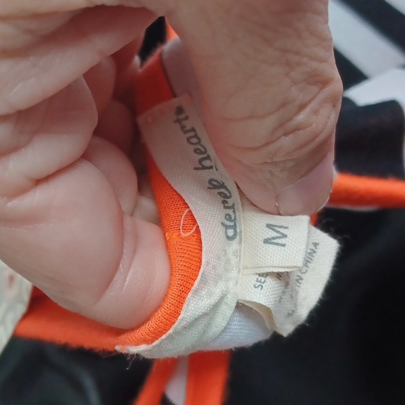 Derek Heart Striped Maxi Dress with 2 side slits, florescent orange trim - Picture 5 of 9